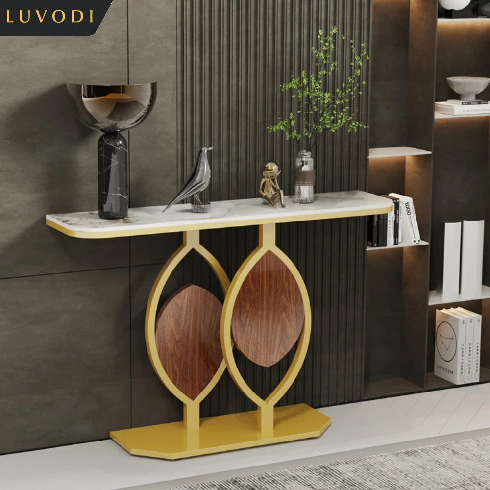 LUVODI Luxury Modern Marble Console Table Anti-Scratch Entryway Table for Living Room Bedroom Sofa Back Decor