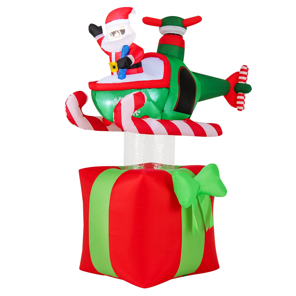 LIFEZEAL Christmas Santa Claus Helicopter Inflatable With LED Lights