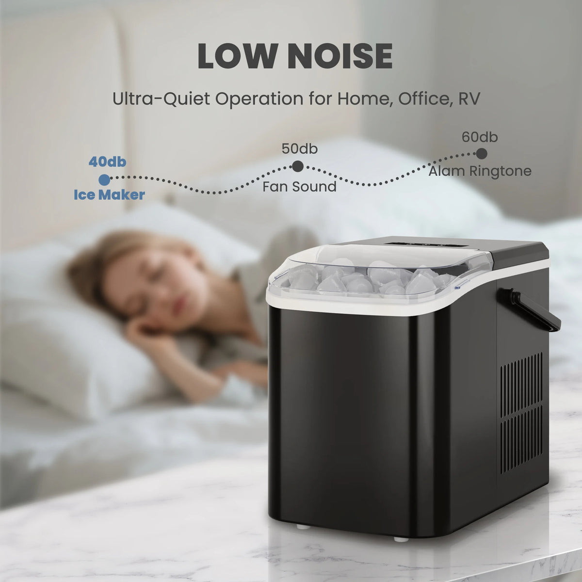 Portable Countertop Ice Maker with Self-Cleaning Bullet Ice Cubes
